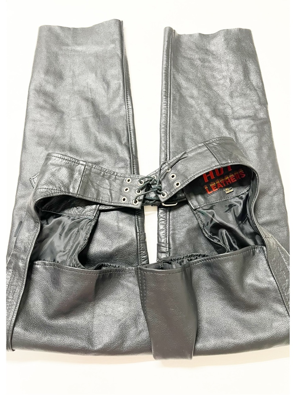 Hot Leathers Unisex CHM1005 Black Motorcycle Biker Fully Lined Leather Chaps XL - Picture 12 of 14